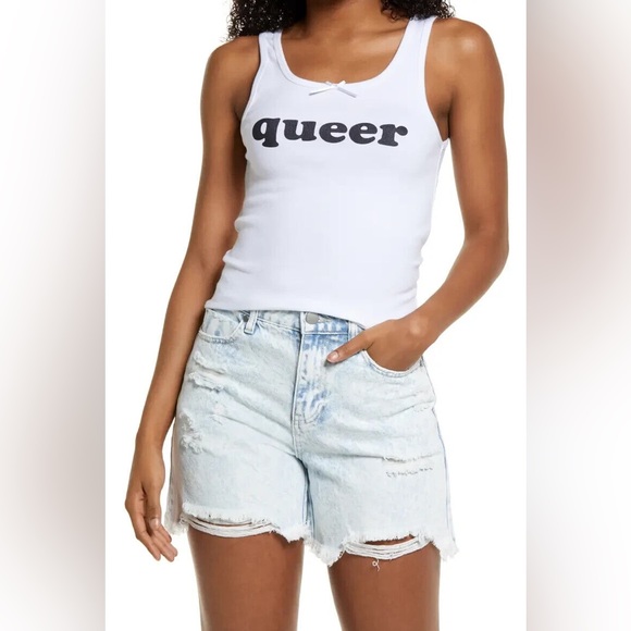bp Tops - BP Gender Inclusive Pride Graphic Baby Tank Top White Size S NWT